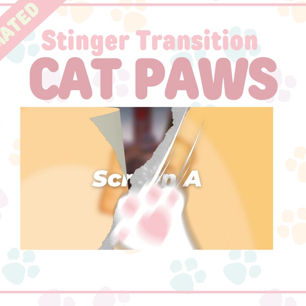 Cat Paws Stinger Transition | Cute Kitty OBS Animated Stream Transition | Matte Stinger Transition - WEBM Format