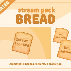 Animated Bread Themed Stream Pack | Twitch Overlays | Animated Scenes | Twitch Alerts | Matte Stinger - WEBM & MOV format
