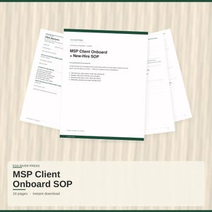 MSP Client Onboard + New-Hire SOP Binder | Day-0/30, Intake, Access Matrix | Letter Printable