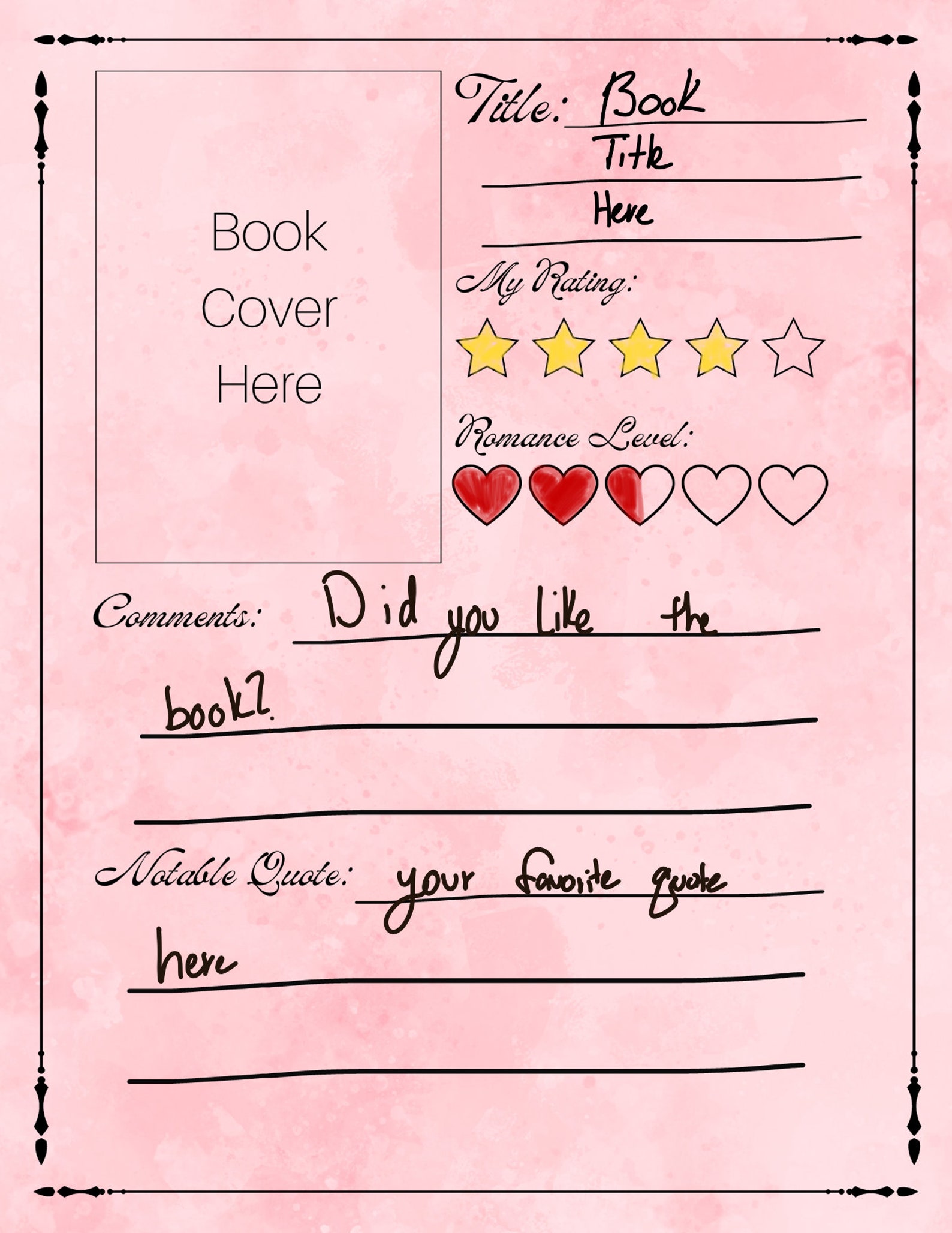 Colorful, Stylish and Useful One Romance Book Log With Room for ...