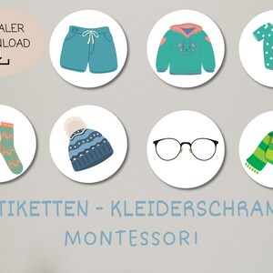 Etiketten Kleiderschrank DIY | Montessori Organisation Kinderkleidung | DIGITALER DOWNLOAD