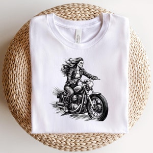 Cool Woman on Motorcycle - Lady Biker PNG JPG Instant Download