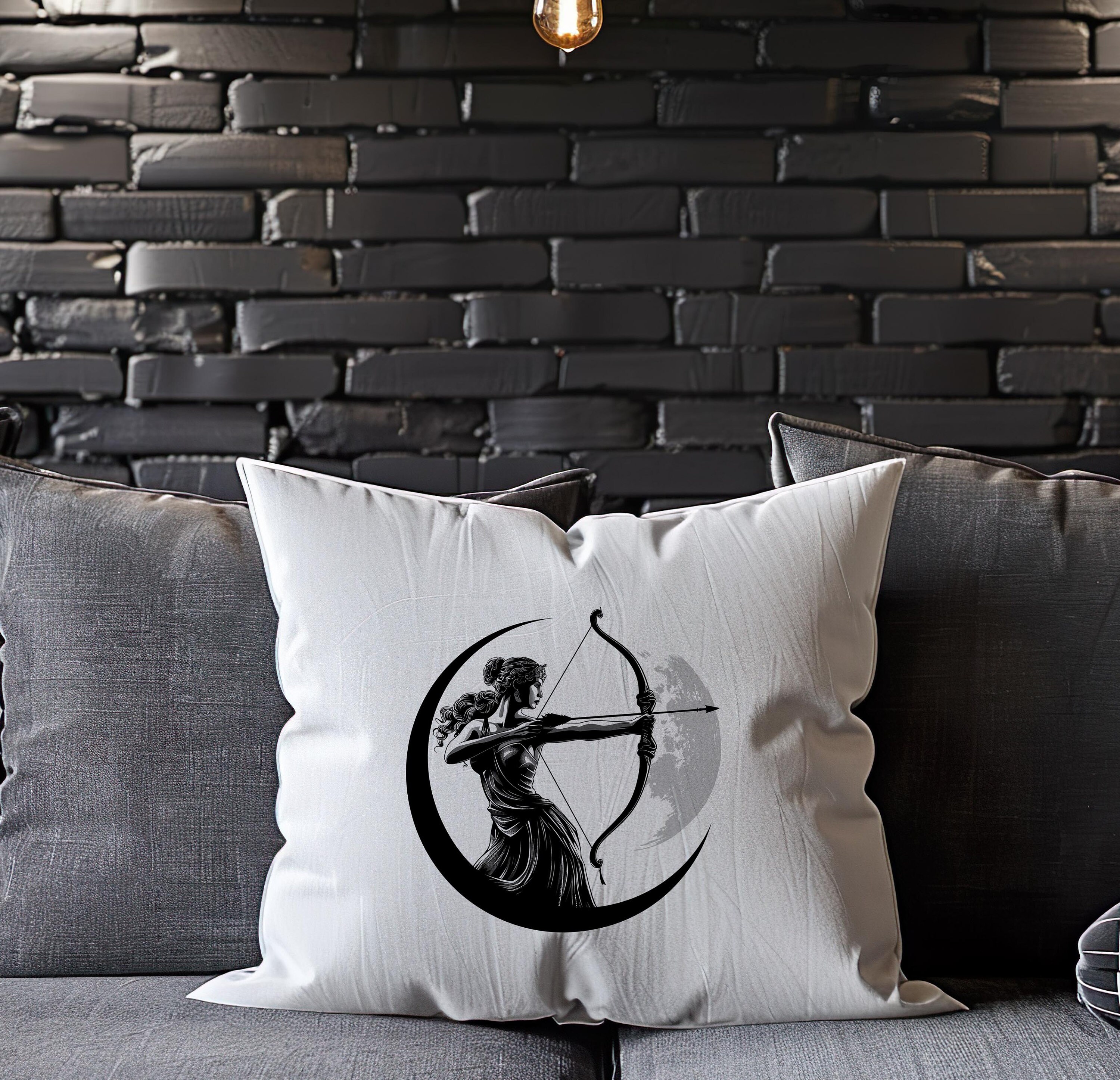 Goddess Artemis Full Moon Hunting Clipart - Mystical Digital Design