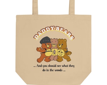 Gay Bear Tote Bag, Daddy Bears Funny Cartoon Gift, Leather Daddy Pride, Kinky Cute Teddy Bears Retro, Vintage Gay Couple Gift