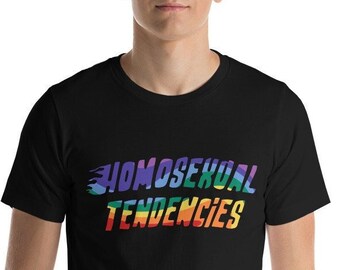 Homosexual Tendencies Gay T-shirt, gay vintage, graphic tees, Rainbow Flames tee, lesbian gift, lesbian shirt, lgbt tshirt, Pride Shirt,
