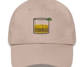 Whiskey sour embroidered Hat, on the Rocks Dad Hat , Gift for Scotch, Whisky, Bourbon lovers, Gifts For Bartenders