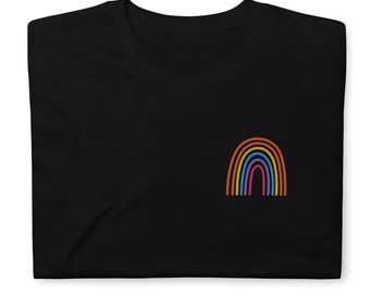 Embroidered Gay Pride Rainbow Shirt, pocket size Gat LGBT T Shirt. Gay Pride Rainbow T shirt, Pride Shirt. Unisex Pride LGBT Gift.