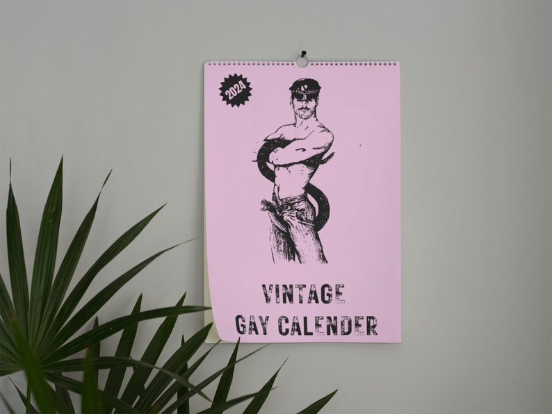 Vintage Gay Calendar 2024 Pink Retro Magazine Gay Calendar Etsy México