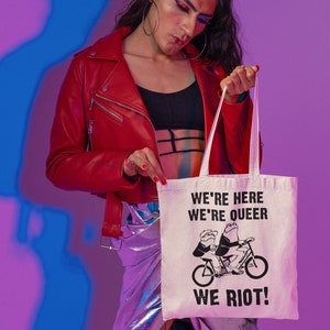 Gay Frog & Toad Bicycle Organic tote bag, Funny gay vintage tote bag, hippie gay 70s, pride tote bag, queer tote bag, LGBTQ tote bag