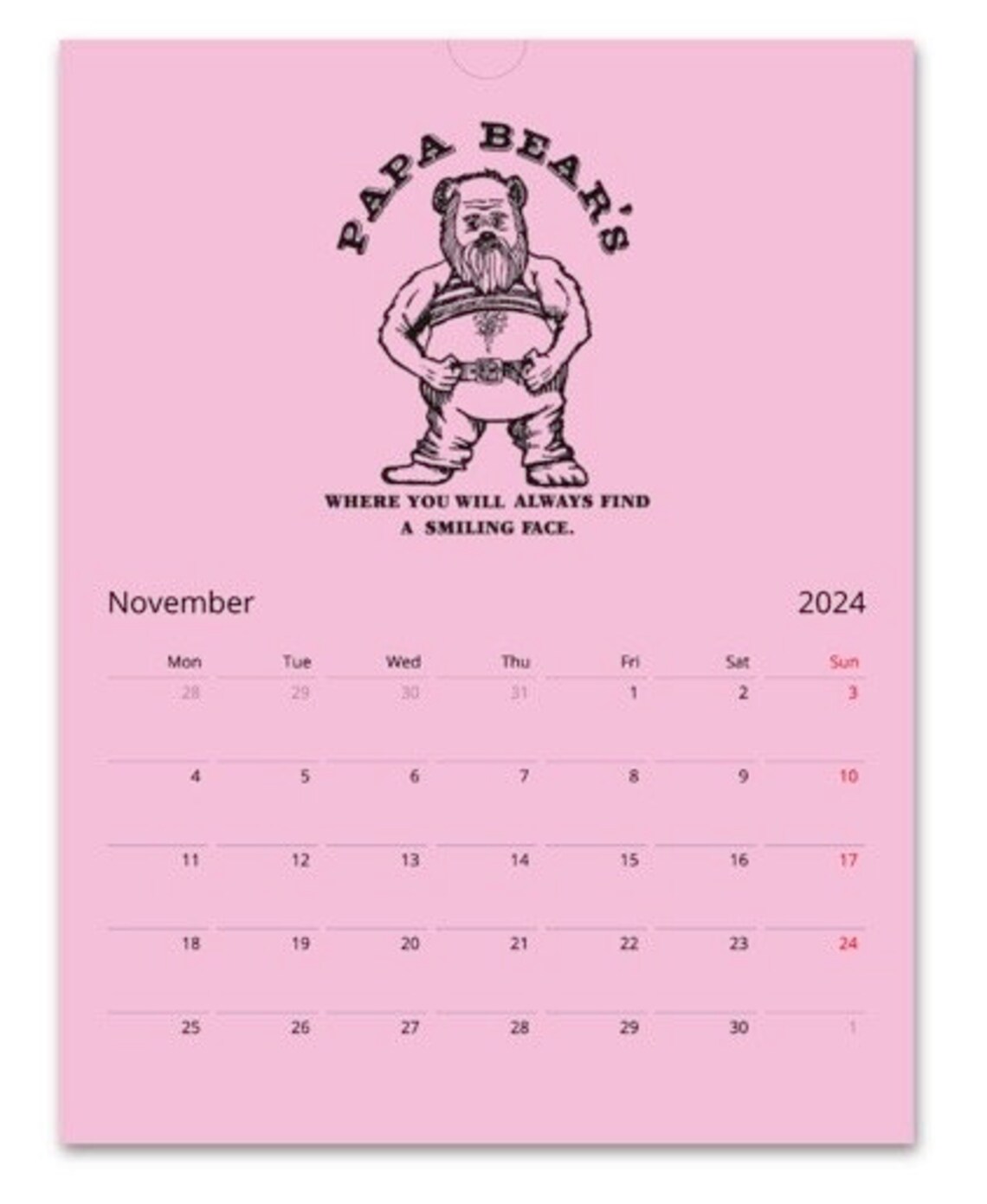 Vintage Gay Calendar, 2024 Pink Retro Magazine Gay Calendar, Cute Gay