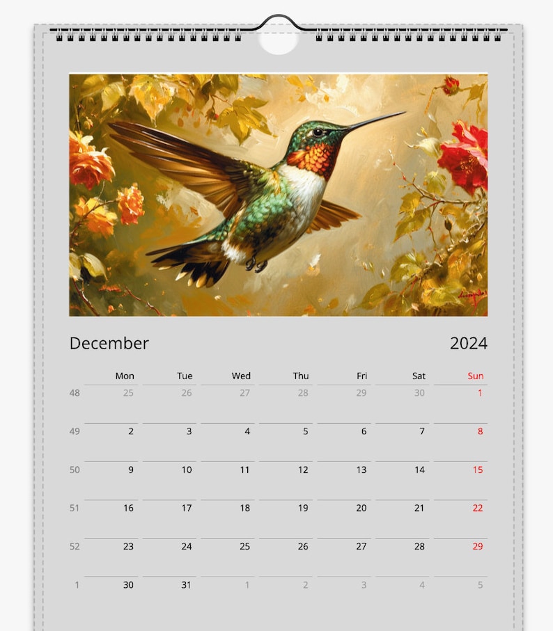 Birds Wall Calendar 2024, Birds Fine Art Paints Calendar. Birdwatcher