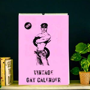 Vintage Gay Kalender, 2026 Rosa Retro Magazin Gay Kalender, Nettes Gay Geschenk, Lustiger Gay Kalender, Housewarming Weihnachten Gay Geschenk