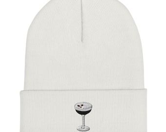 Gorro de café espresso martini, divertido gorro hipster bordado, regalo de moda para los amantes del café barista y el martini/regalo de despedida de soltera