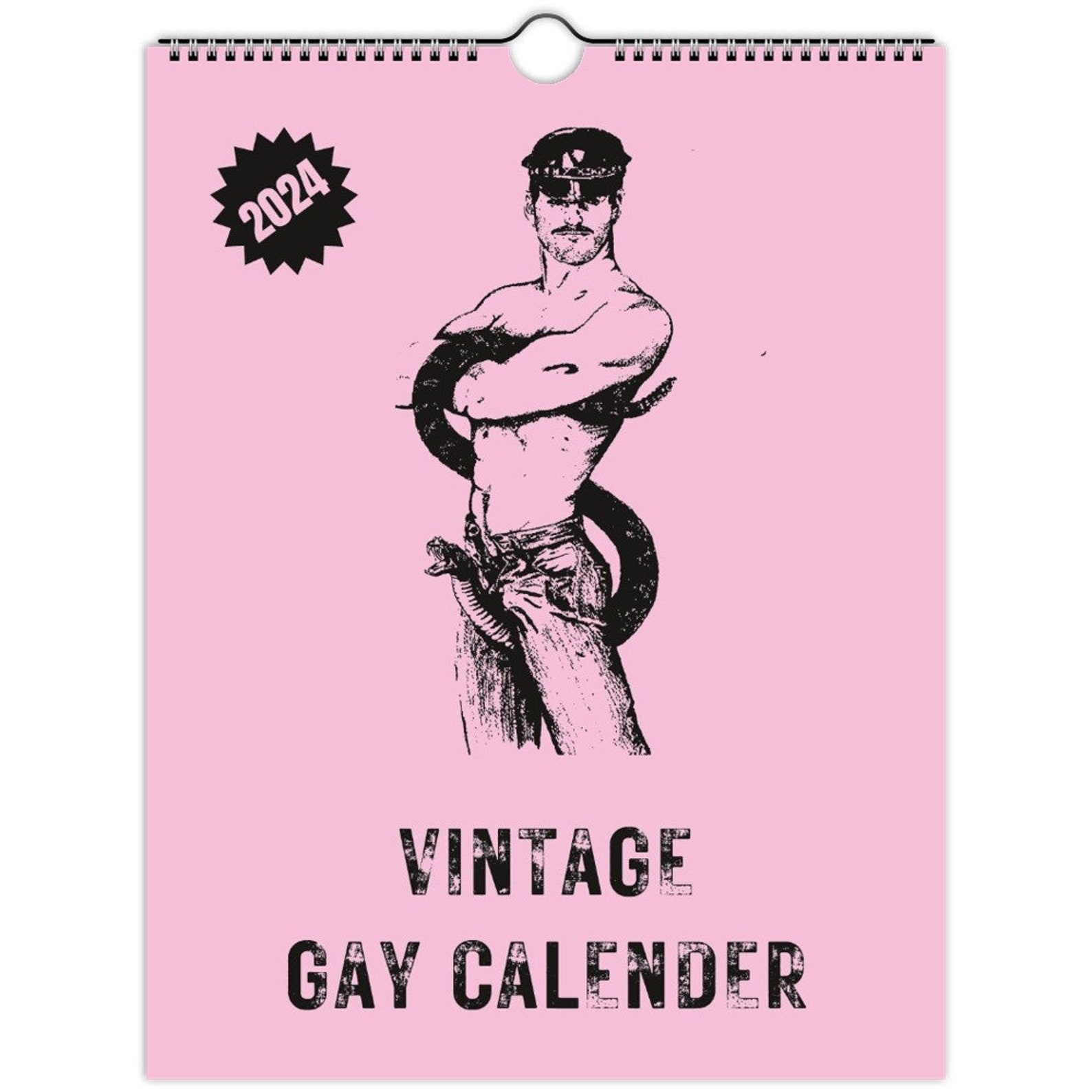 Vintage Gay Calendar, 2024 Pink Retro Magazine Gay Calendar, Cute Gay Gift, Funny Gay Calendar