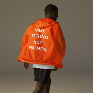 Make Techno Not Friends Coupe-vent unisexe, veste zippée légère Rave Party.