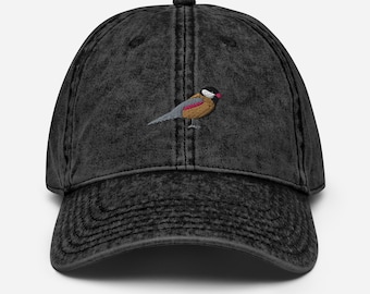 Carolina Chickadee Hat, Chickadee Bird Vintage Cotton Twill Cap, Birder Hat, Cute Birders gift.