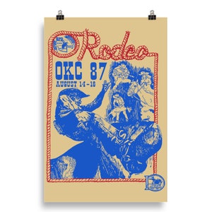 Western Cowboys Rodeo Poster, Vintage Retro Texas Rodeo Print, Country Cowboys Wall Decor Gift.