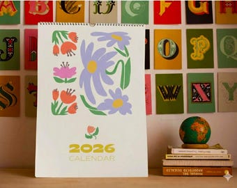 2026 Bloom Wall Calendar | Vintage Grandmillennial Floral Art | Abstract Matisse Style | 12-Month Planner Gift for Christmas