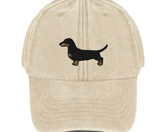 Dachshund bordado vintage sombrero papá gorra, diseño no estructurado de moda, cómoda sarga de algodón chino - regalo Dachshund