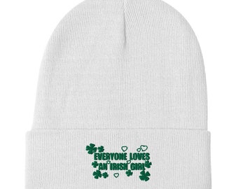 Everyone Loves An Irish Girl Embroidered Beanie, Celebrity Inspired Beanie,St Patrick's Day Beanie, Irish Paddy's Holiday, St Patrick's Gift