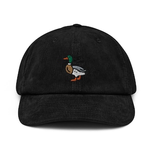 Mallard Duck Corduroy Hat, Handmade Embroidered Corduroy Dad Cap,Duck Lover Gift