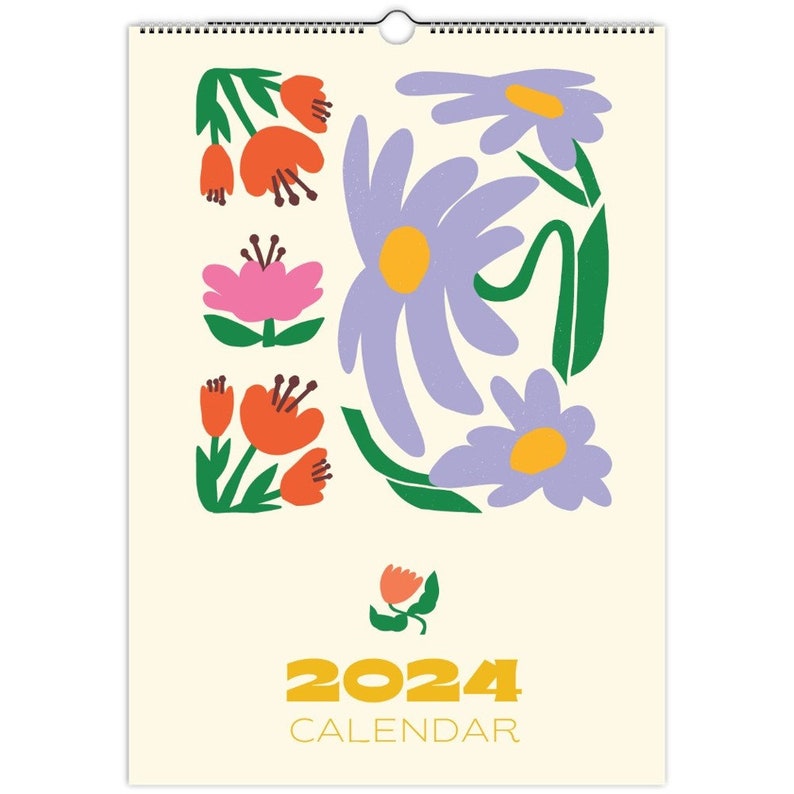 2024 Bloom Flowers Wall Calendar Abstract Matisse Floral Etsy