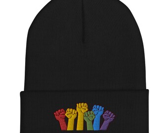 Broderad regnbågs-HBTQ-mössa, knytnävemössa, fickstorlek Gat HBTQ-hatt. Pride regnbågshjärta, Pride-mössa unisex Pride HBTQ-present.