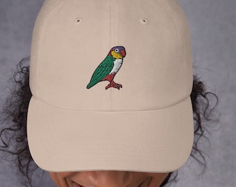 Cute Parrot Hat, Embroidered, Pet Parrot lovers Gift, Love Bird Summer hat, Birds lovers gift
