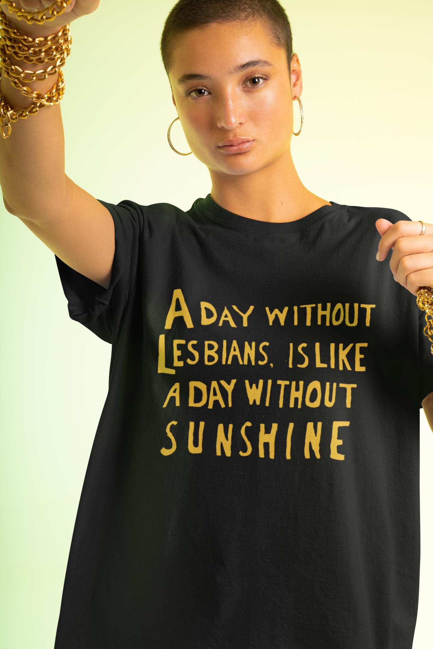 A Day Without Sunshine,Lesbian T-Shirt | Vintage-Inspired Funny Graphic Tee | Perfect Lesbian Gift & Pride Shirt | LGBT+ Supportive Apparel
