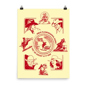 Western USA Cowboys Rodeo Poster, Vintage Retro Texas Rodeo Print, Country Cowboys Wall Decor Gift.