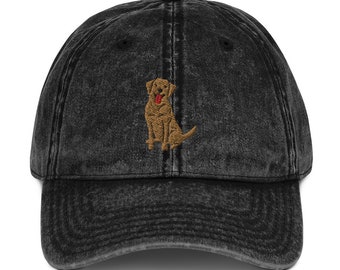 Cappello per cani Labrador Retriever, berretto ricamato in twill di cotone vintage, berretto mamma papà - regalo per gli amanti del Labrador Retriever. regalo di cani carini.