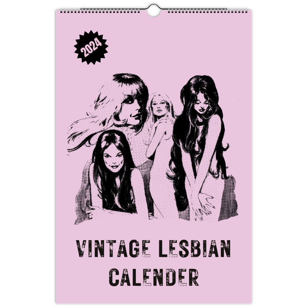 Vintage Lesbian Calendar, 2025 Pink Retro Magazine Lesbian Calendar