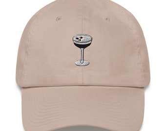 Sombrero Espresso Martini, divertido sombrero hipster bordado, regalo de moda para los amantes del café barista y martini / despedida de soltera favor