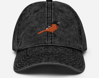 Sombrero Baltimore Oriole, gorra de sarga de algodón vintage Red Bird, sombrero de observador de aves, lindo regalo para observadores de aves.