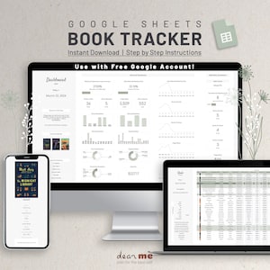 May include: A Google Sheets template for tracking books read. The template includes a dashboard with charts and graphs, a book list, and a monthly summary. The template is designed to help users track their reading progress and goals.