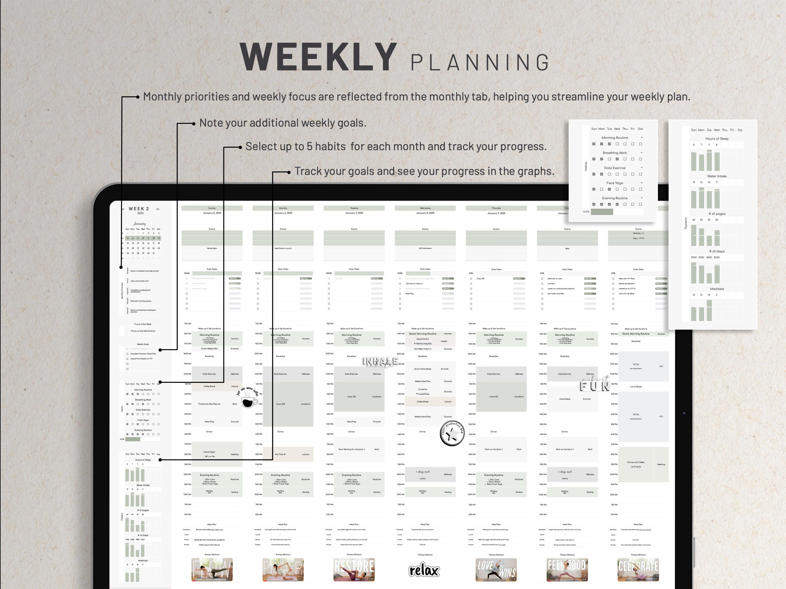 Google Sheets Digital Life Planner, Digital Annual Calendar Spreadsheet ...