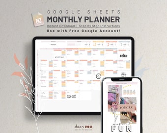 Monthly Planning Spreadsheets, Google Sheets Monthly Digital Planner, Monthly Habit Tracker