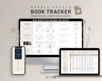 Fogli di calcolo di Google Fogli Book Tracker, registro di lettura con colori neutri, libreria digitale e recensione di libri, regalo per gli amanti dei libri