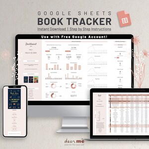 Fogli di calcolo di Google Fogli Book Tracker, registro di lettura di Blush, libreria digitale e recensione di libri, regalo per gli amanti dei libri