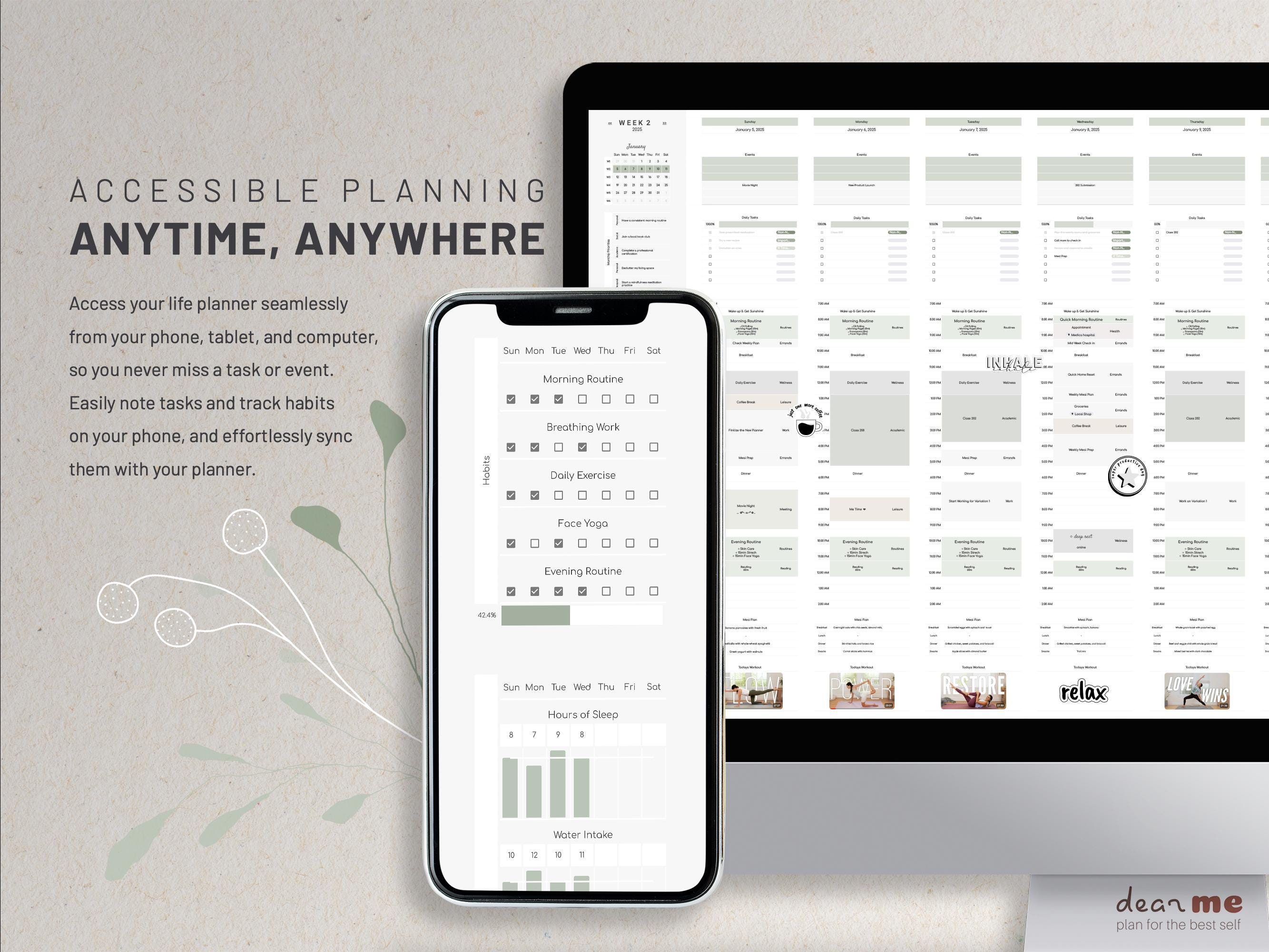 Google Sheets Digital Life Planner, Digital Annual Calendar Spreadsheet ...