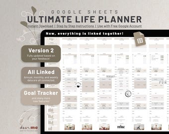 Google Sheets Weekly Digital Life Planner, Digital Annual Calendar Spreadsheet, Daily Schedule Task Tracker