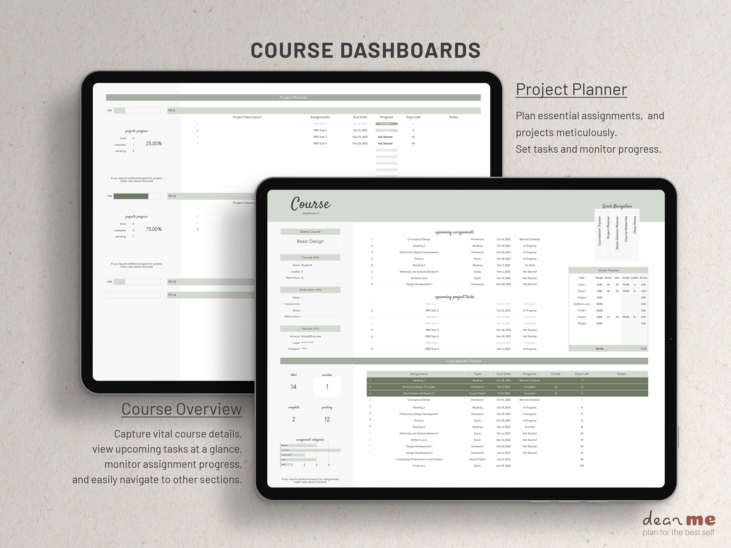 Google Sheets Academic Digital Planner, Student Spreadsheets ...