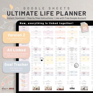 Google Spreadsheets Life Planner, Taaktracker dagelijkse planning, Spreadsheets digitale planner