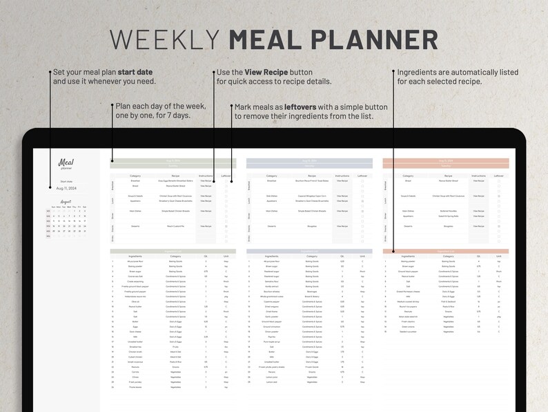 Ultimate Meal Planner and Groceries List Generator With Calories and ...
