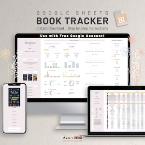 Fogli di calcolo di Google Fogli Book Tracker, registro di lettura in colori pastello, libreria digitale e recensione di libri, regalo per gli amanti dei libri