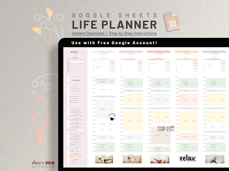 Digital Google Sheet Calendar Template Daily Schedule Task Etsy UK