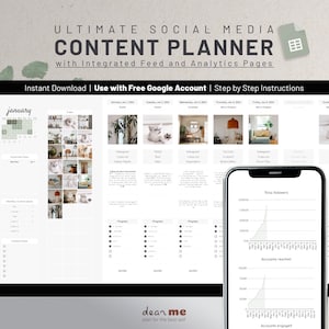 Social Media Content Calendar & Planner Template, Yearly Google Sheet Spreadsheets, Batch Content, Digital Download