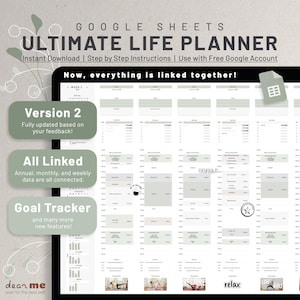 Google Sheets Digital Life Planner, Digital Annual Calendar Spreadsheet, Daily Schedule Task Tracker