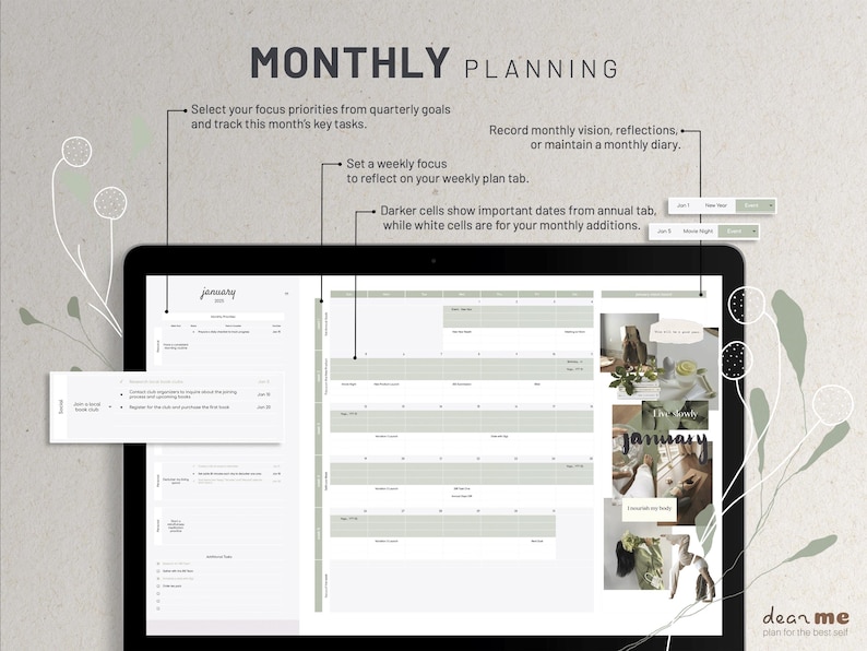 Google Sheets Digital Life Planner, Digital Annual Calendar Spreadsheet ...