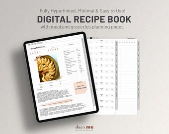 Digital Recipe Book and Meal Planner for Goodnotes and Notability, Recipe Journal for iPad Digital Cookbook, Digital Groceries List